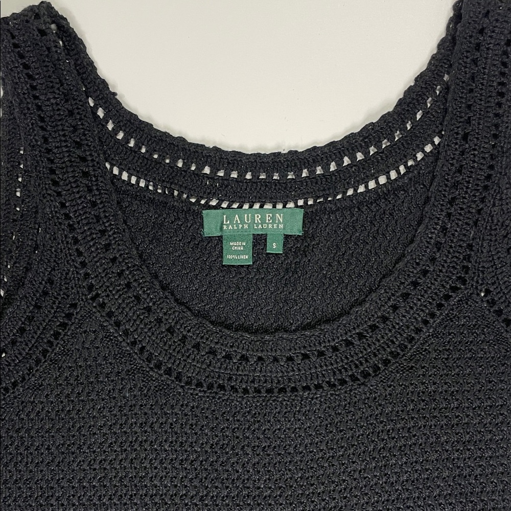 NEW Ralph Lauren 100% Linen Black Camisole Sleeveless Tank Top size Small
